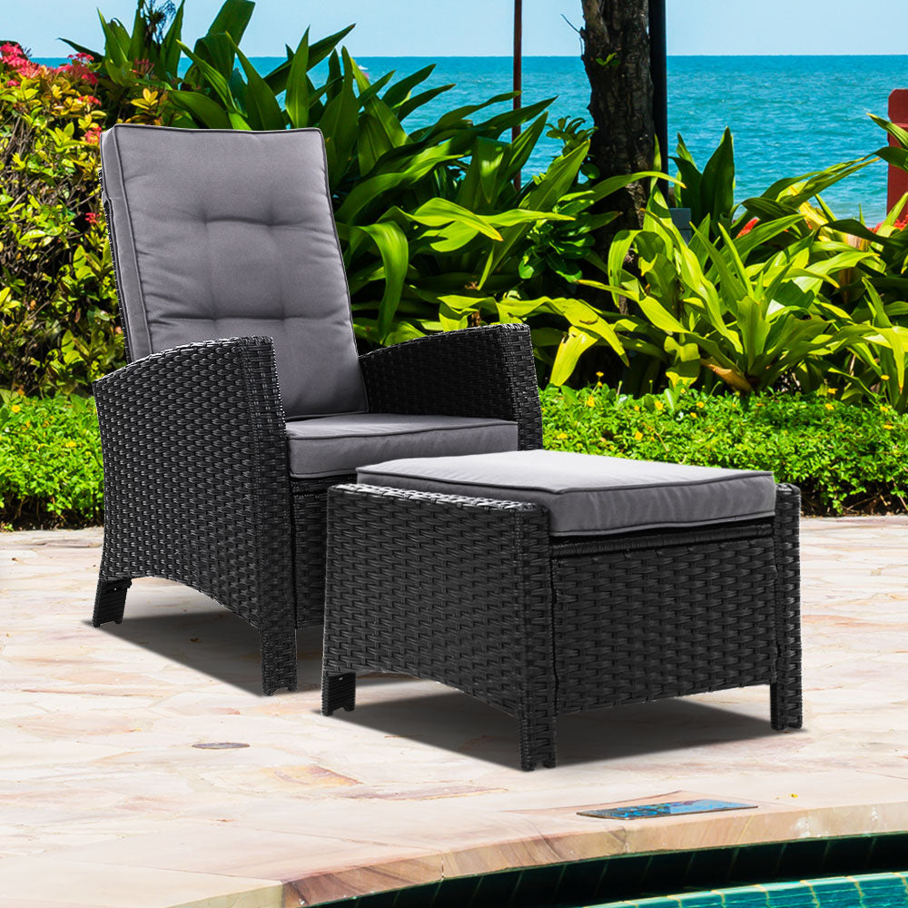Palua Wicker Recliner Chair With Ottoman - Nova Tech