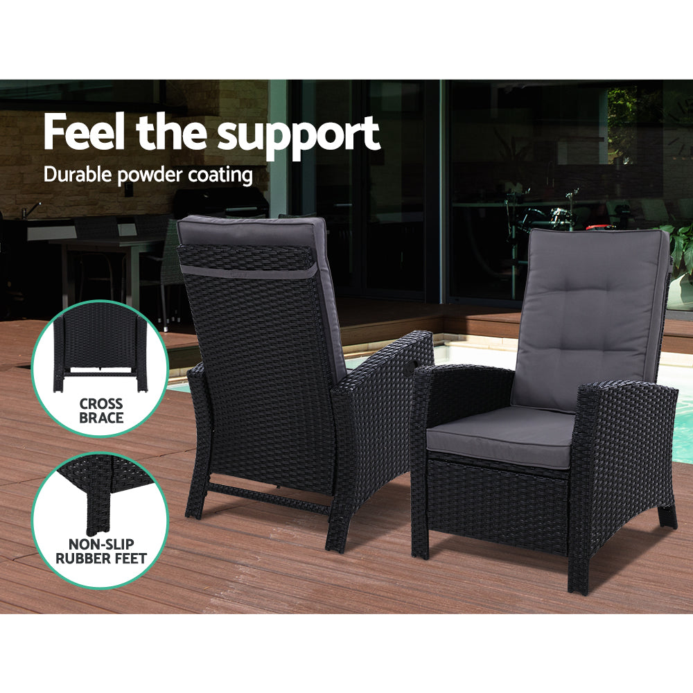 Palua Wicker Recliner Chair With Ottoman