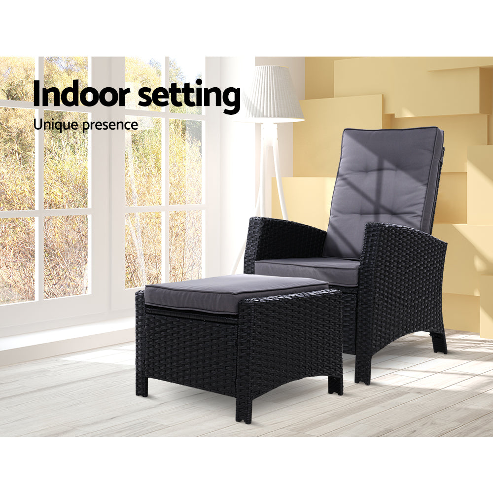 Palua Wicker Recliner Chair With Ottoman - Nova Tech