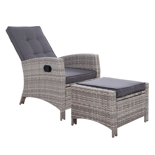 Palua Wicker Recliner Chair With Ottoman - Nova Tech