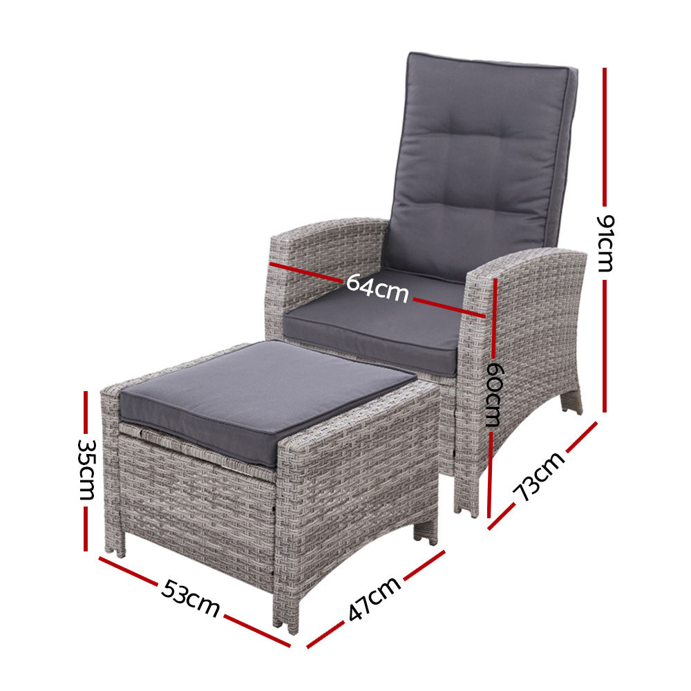 Palua Wicker Recliner Chair With Ottoman - Nova Tech
