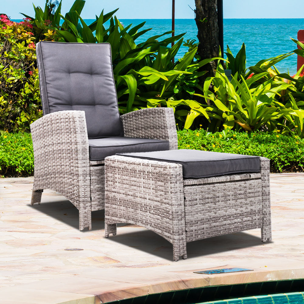 Palua Wicker Recliner Chair With Ottoman