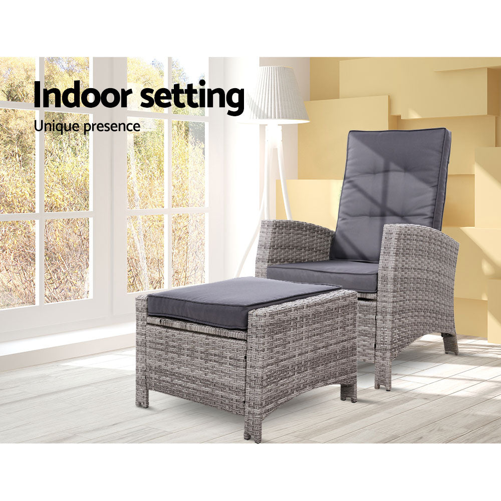 Palua Wicker Recliner Chair With Ottoman - Nova Tech