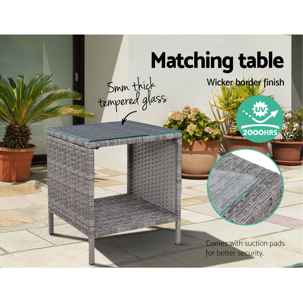 Palua Wicker Recliner Chair With Ottoman & Side Table - Nova Tech