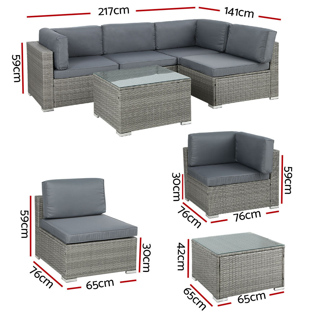 Kuwait 5PC Outdoor Lounge With Coffee Table