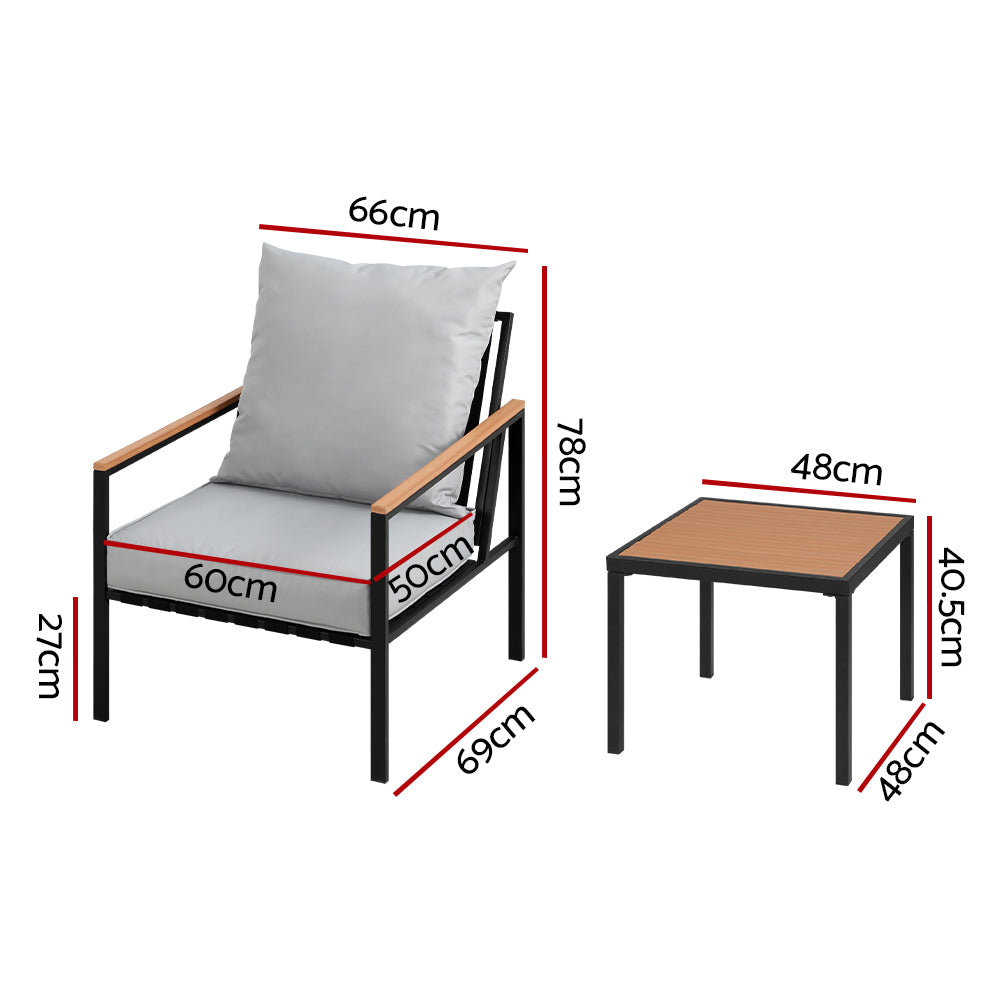 Portugal 3PC Outdoor Lounge Chair Set With Coffee Table - Nova Tech