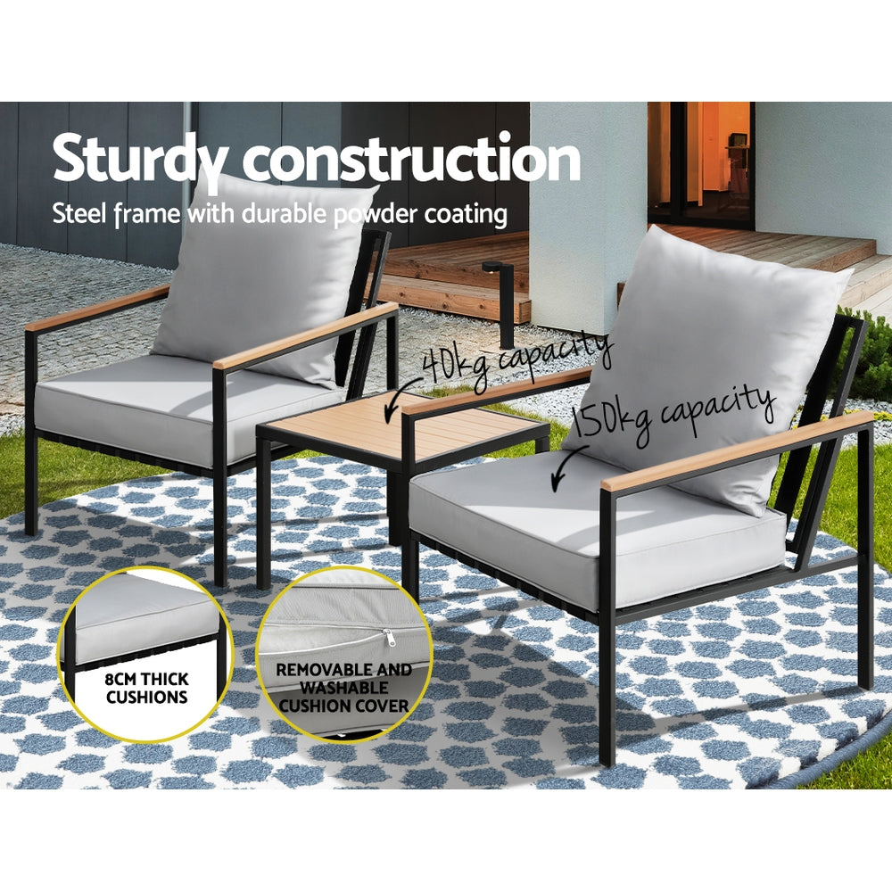 Portugal 3PC Outdoor Lounge Chair Set With Coffee Table