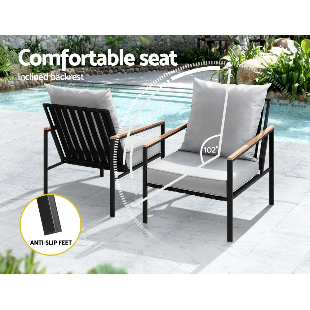 Portugal 3PC Outdoor Lounge Chair Set With Coffee Table - Nova Tech