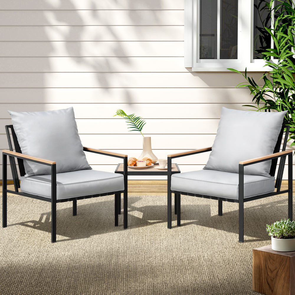 Portugal 3PC Outdoor Lounge Chair Set With Coffee Table