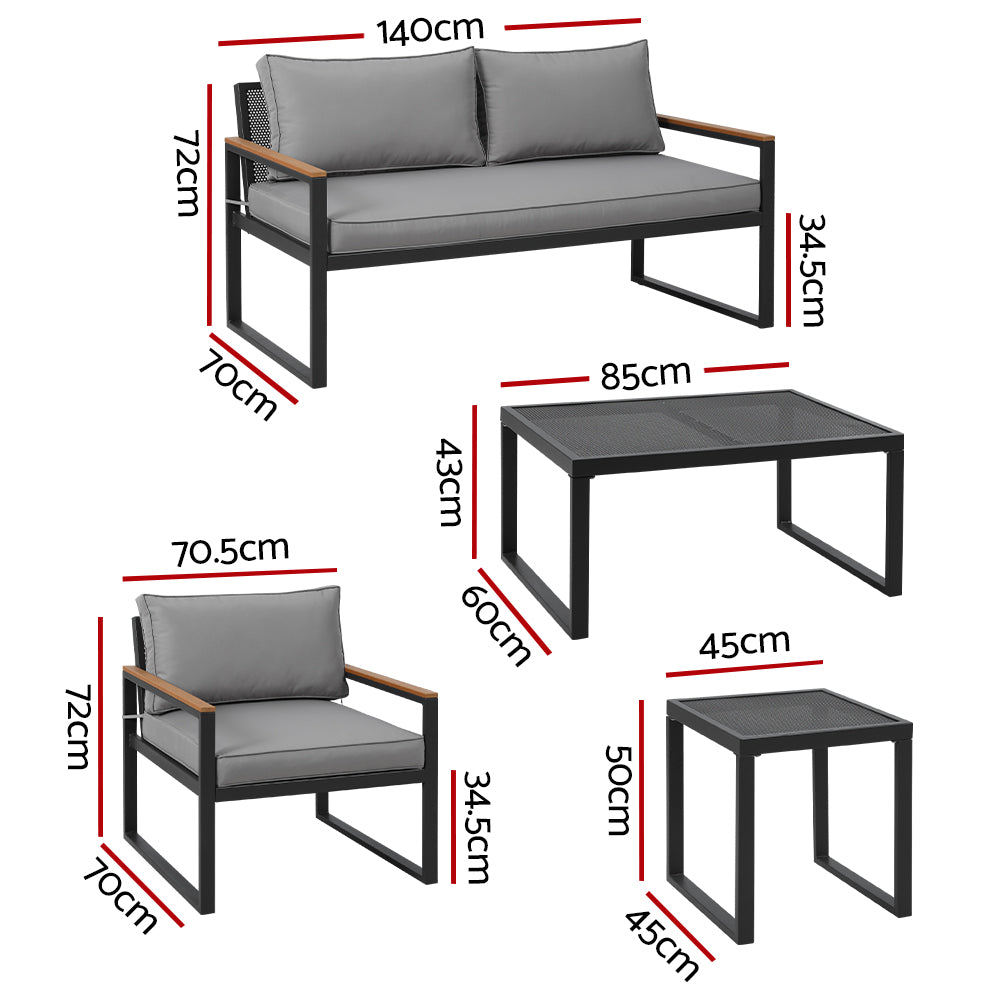 Namibia 4PC Outdoor Lounge Set With Coffee Table & Side Table