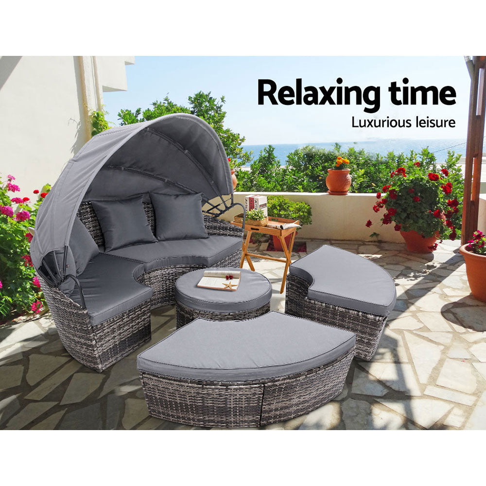 Morocco Day Bed With Sun Shade - Nova Tech
