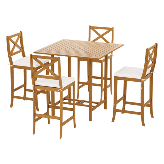 Mali 5-Piece Acacia Wood Bistro Patio Table Set - Nova Tech