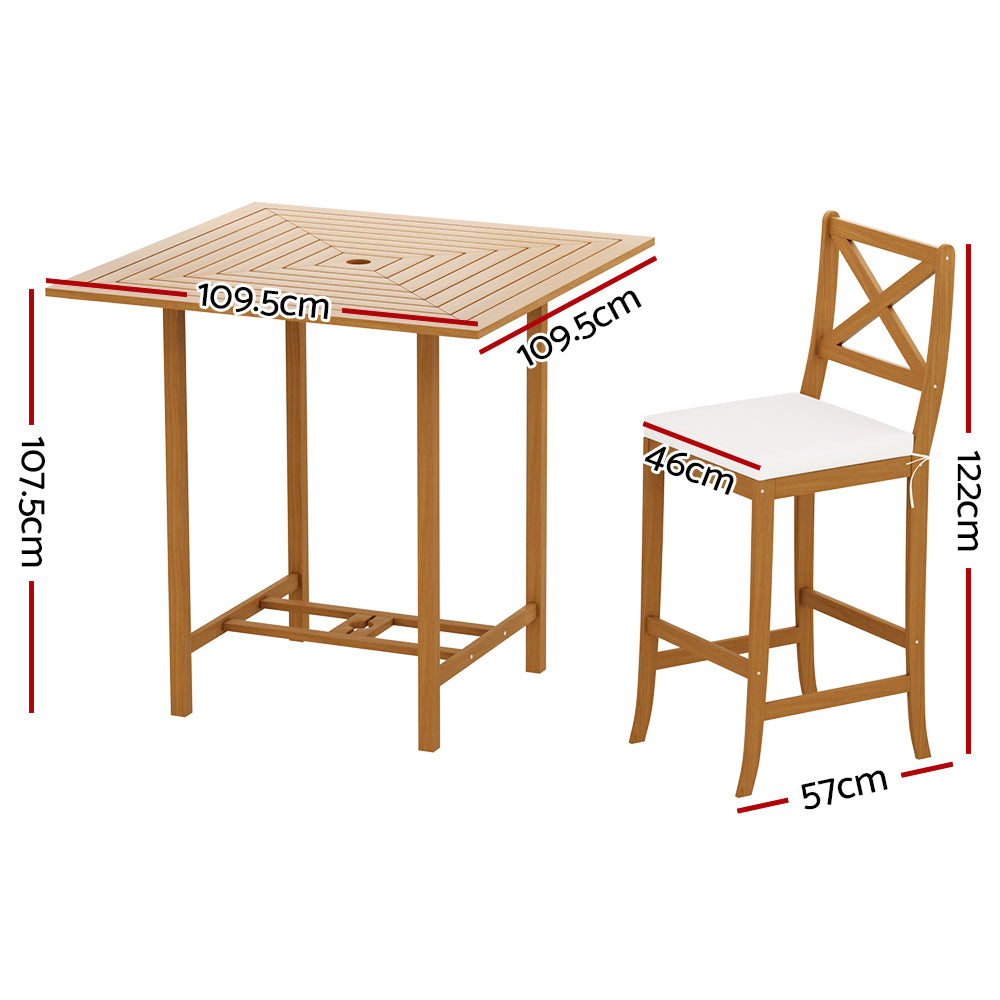 Mali 5-Piece Acacia Wood Bistro Patio Table Set - Nova Tech