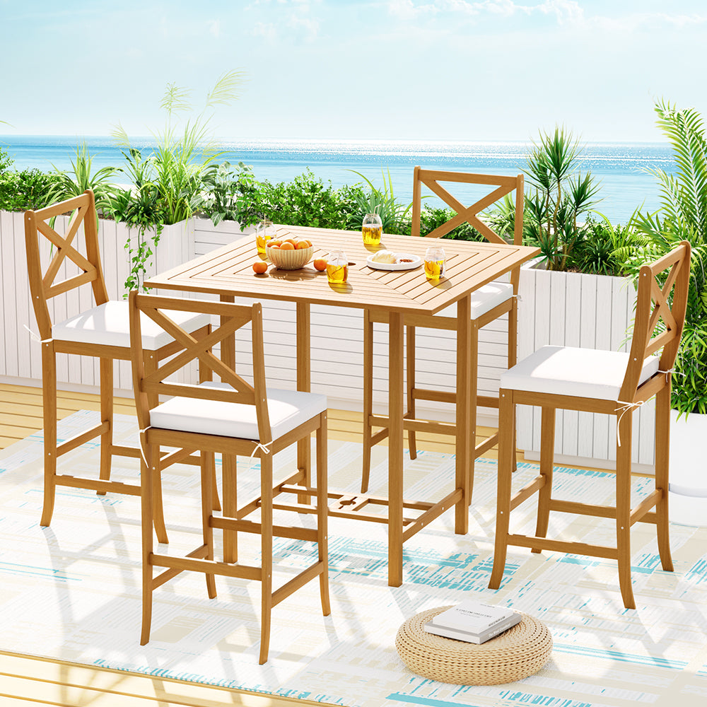 Mali 5-Piece Acacia Wood Bistro Patio Table Set