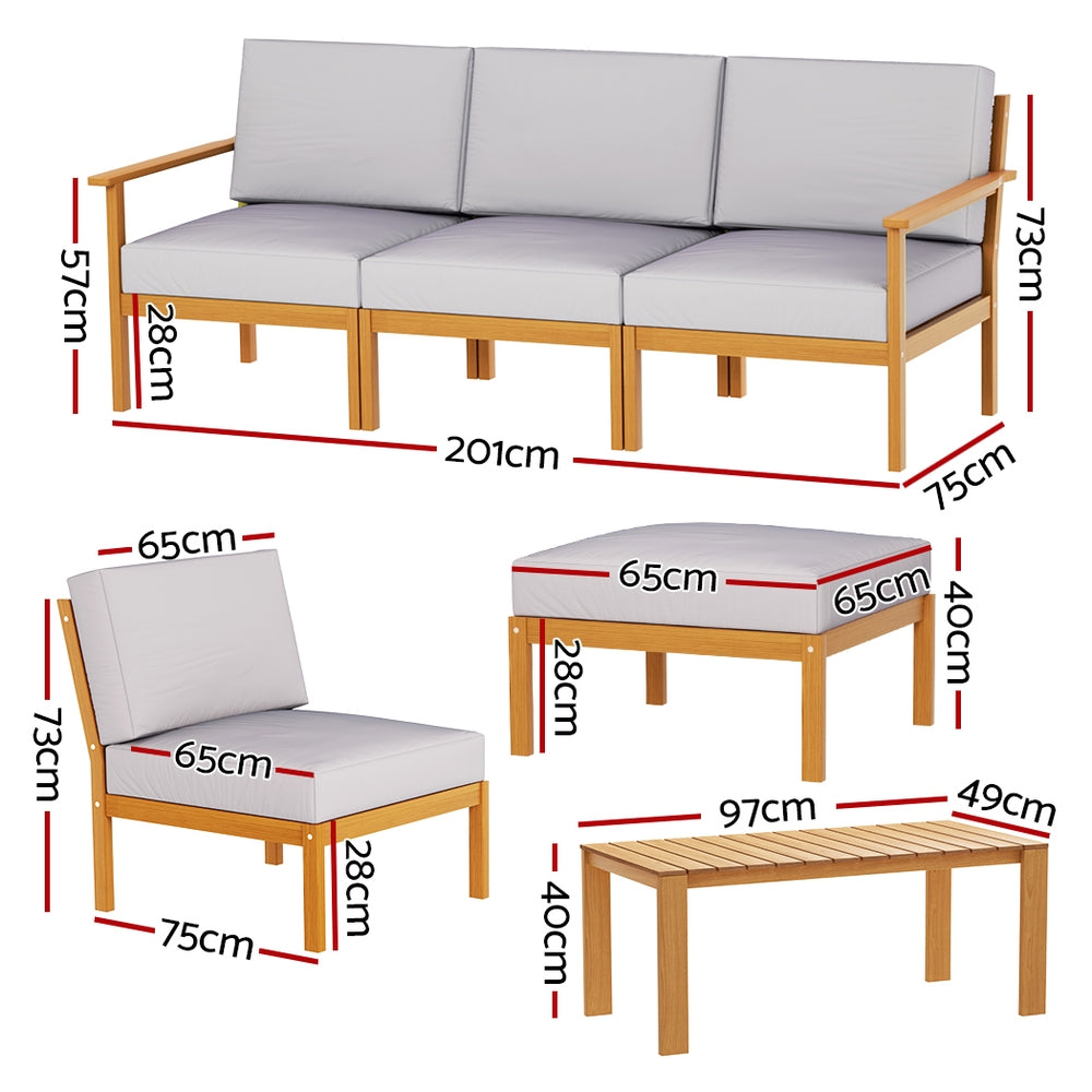 Moldova 6PC Outdoor Lounge Set With Coffee Table