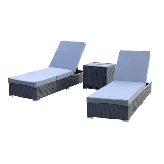 Belize X2 Wicker Sun Lounger With Side Table - Nova Tech