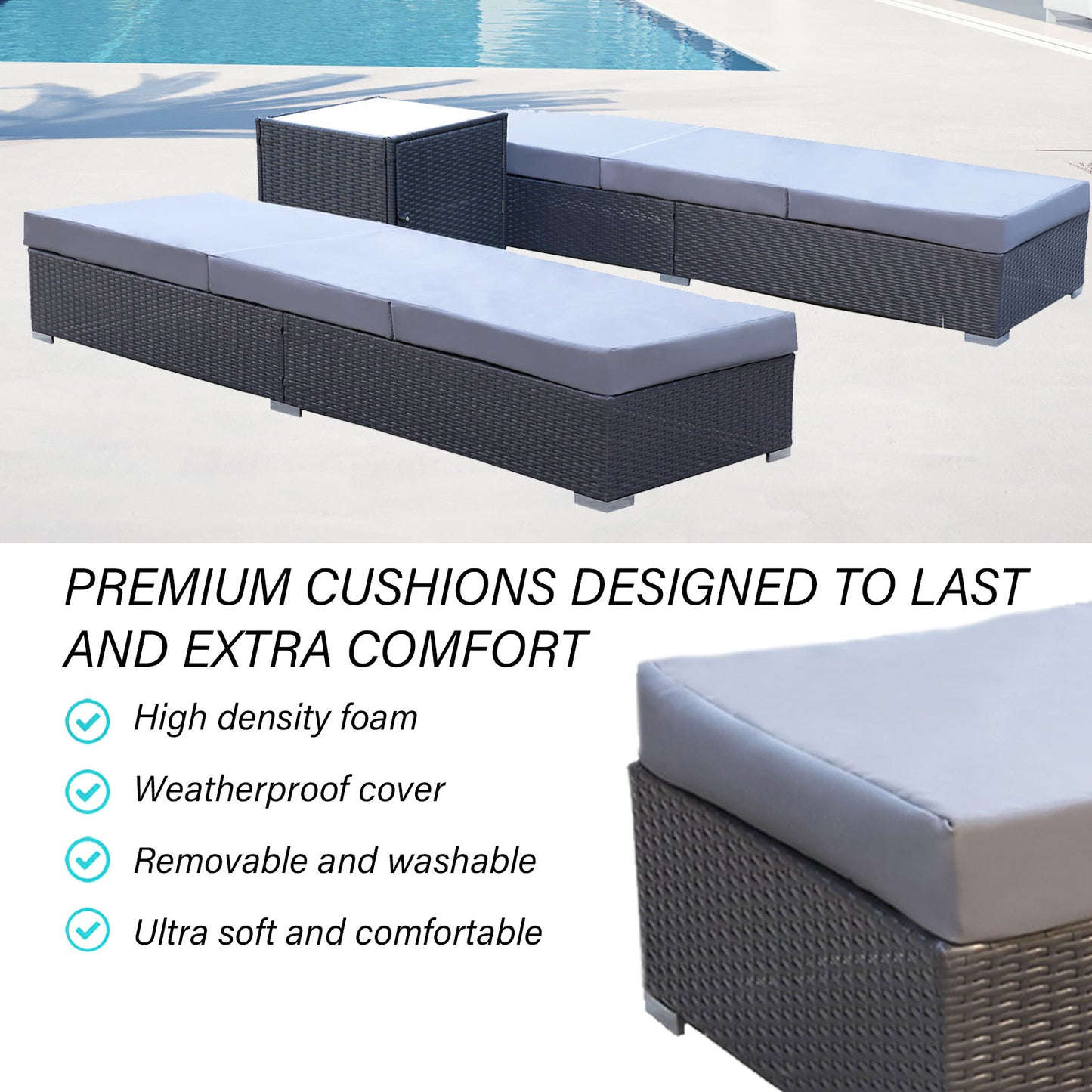 Belize X2 Wicker Sun Lounger With Side Table