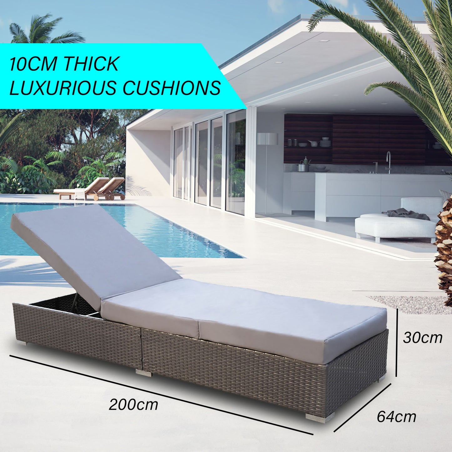 Belize X2 Wicker Sun Lounger With Side Table