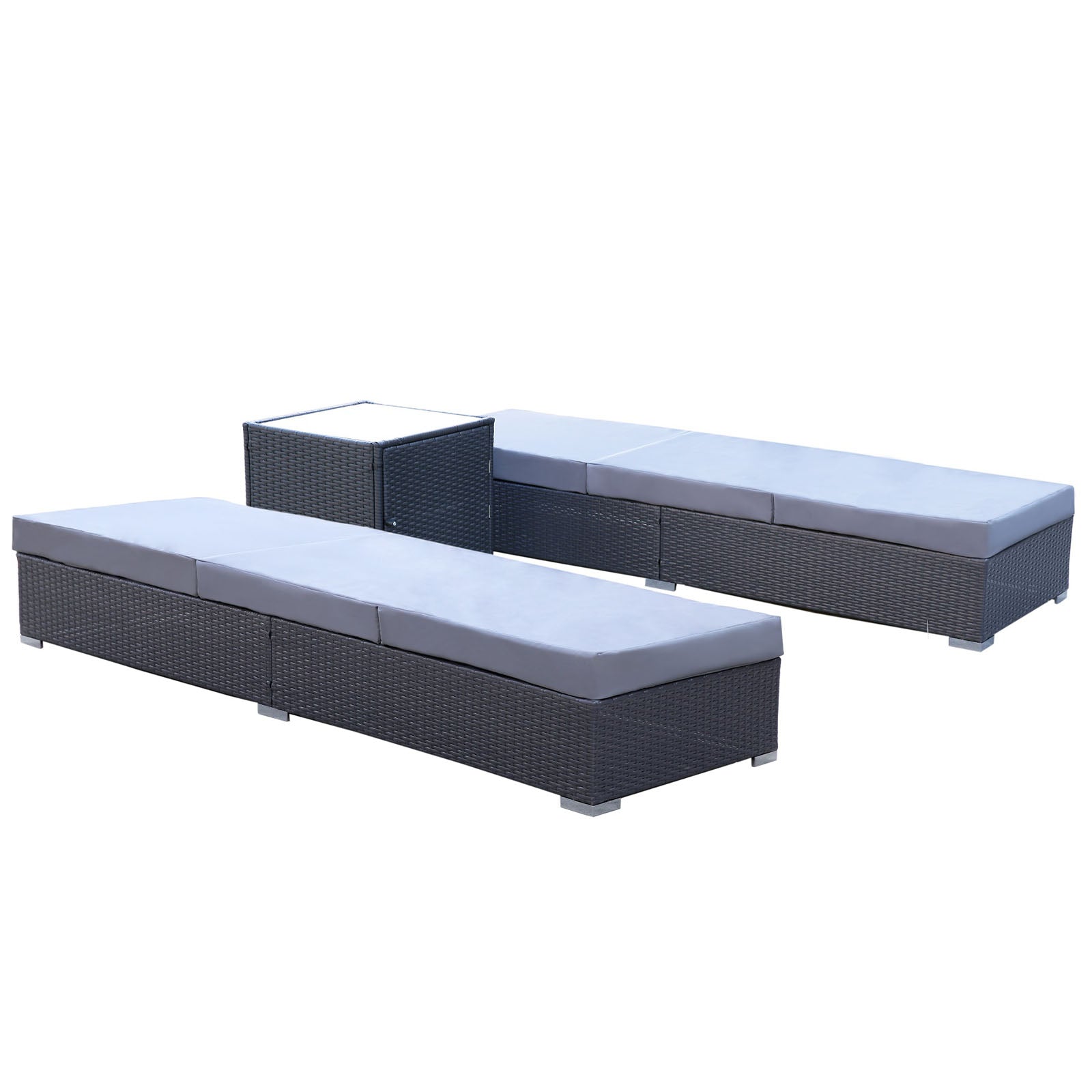 Belize X2 Wicker Sun Lounger With Side Table - Nova Tech