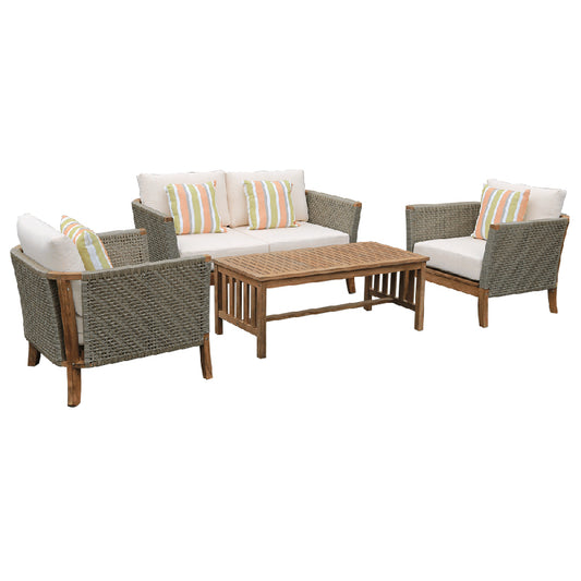 Monaco 4PC Eucalptus Outdoor Lounge Set With Coffee Table - Nova Tech