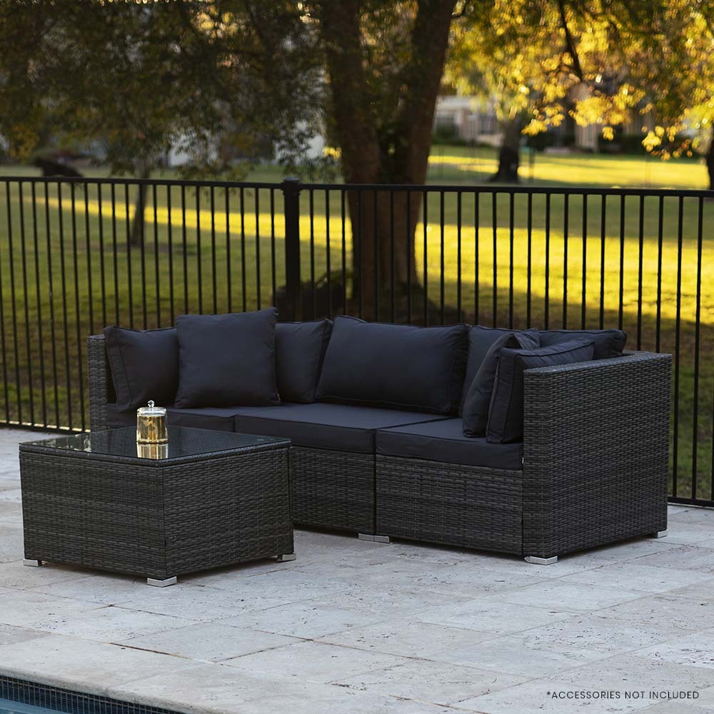 London 4PC Wicker Outdoor Lounge Set With Coffee Table - Nova Tech