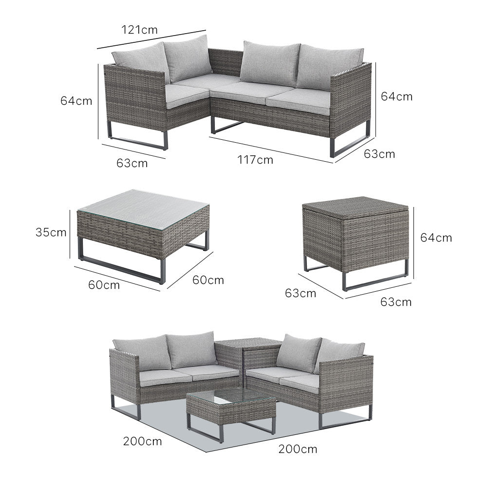 Argentina 4PC Outdoor Lounge Set With Coffee Table & Storage - Nova Tech