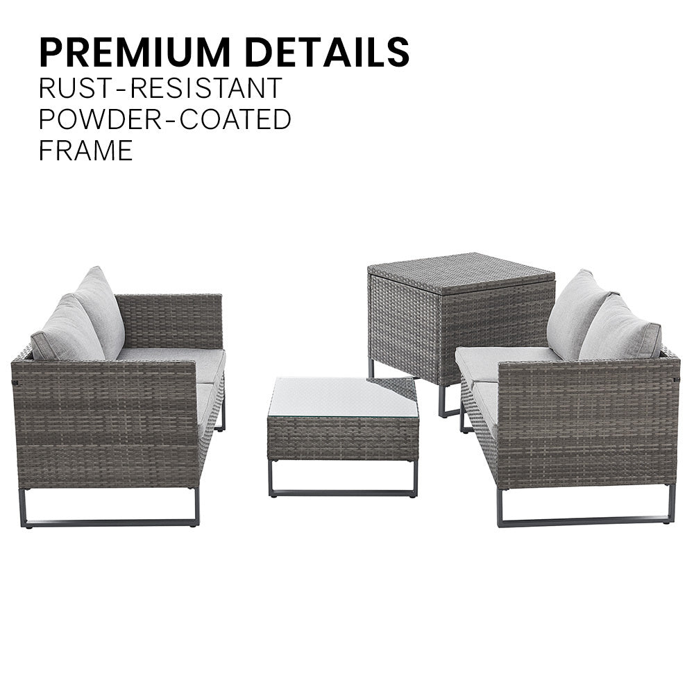 Argentina 4PC Outdoor Lounge Set With Coffee Table & Storage - Nova Tech