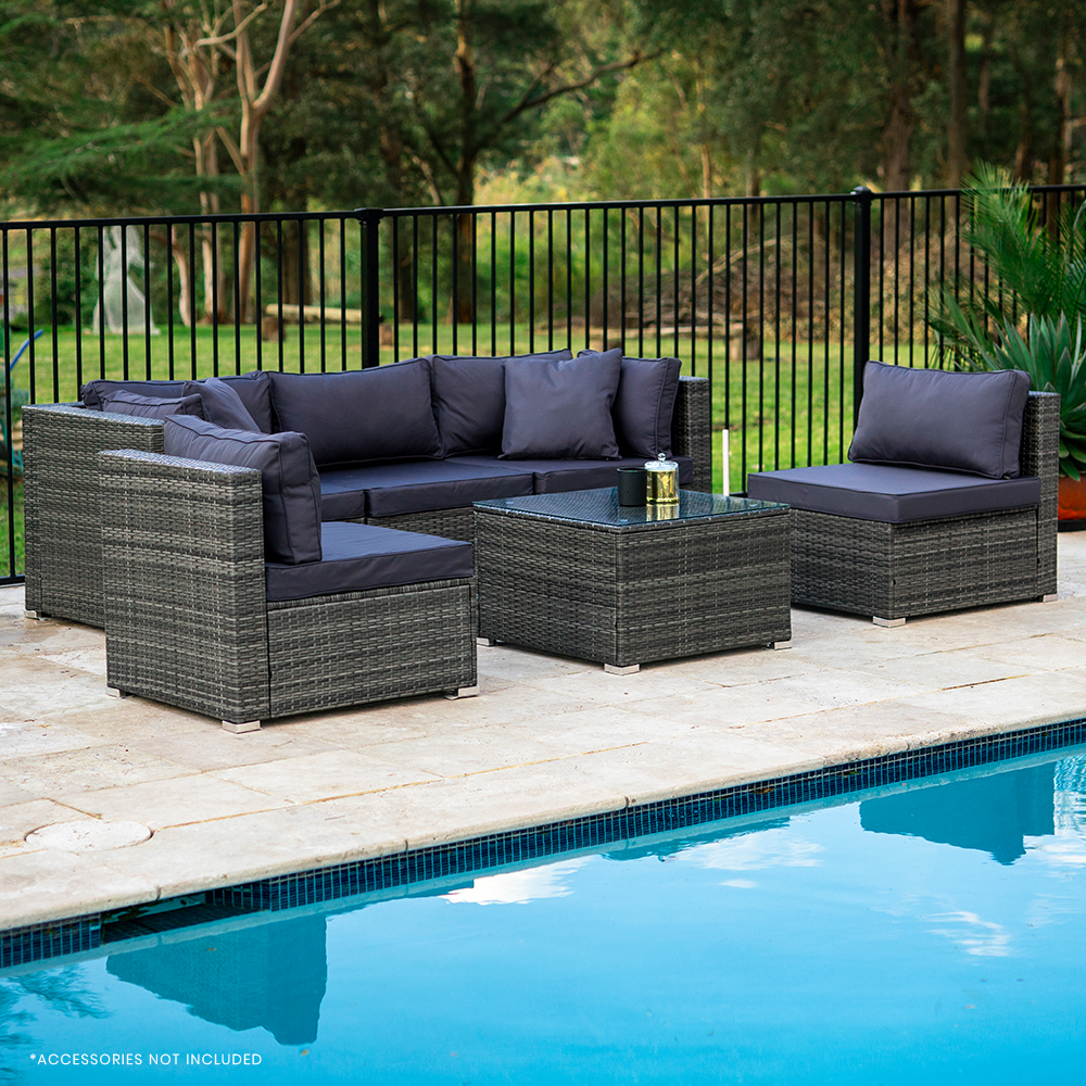 London 6PC Wicker Outdoor Loung Set WIth Coffee Table