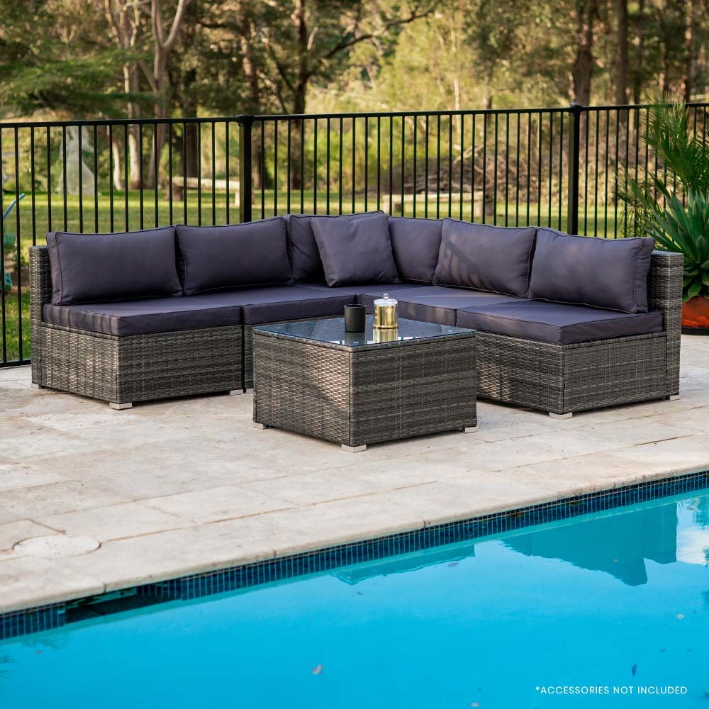 London 6PC Wicker Outdoor Lounge Set With Coffee Table - Nova Tech
