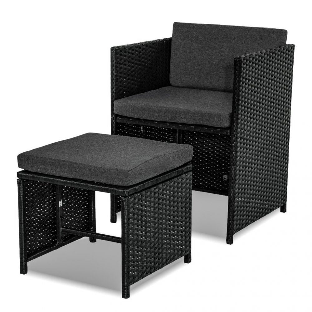 Gambon 9PC Outdoor Dining Set-Black - Nova Tech