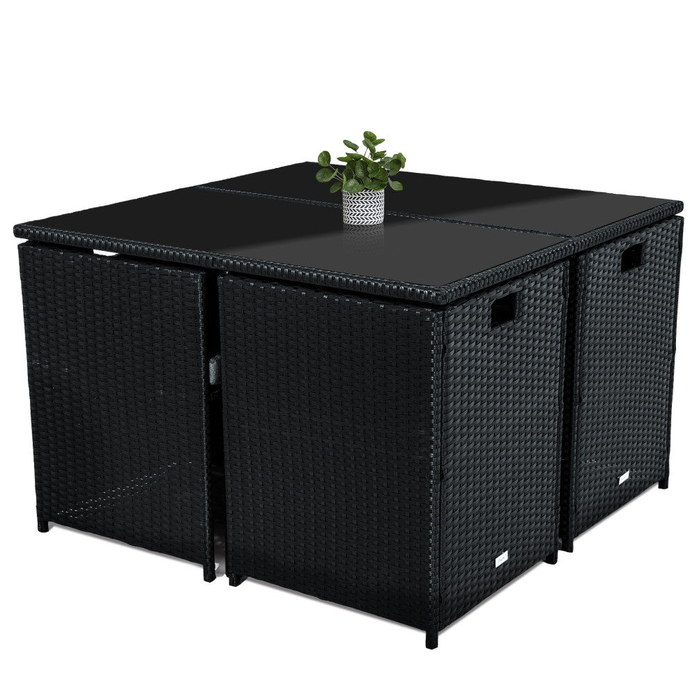 Gambon 9PC Outdoor Dining Set-Black - Nova Tech