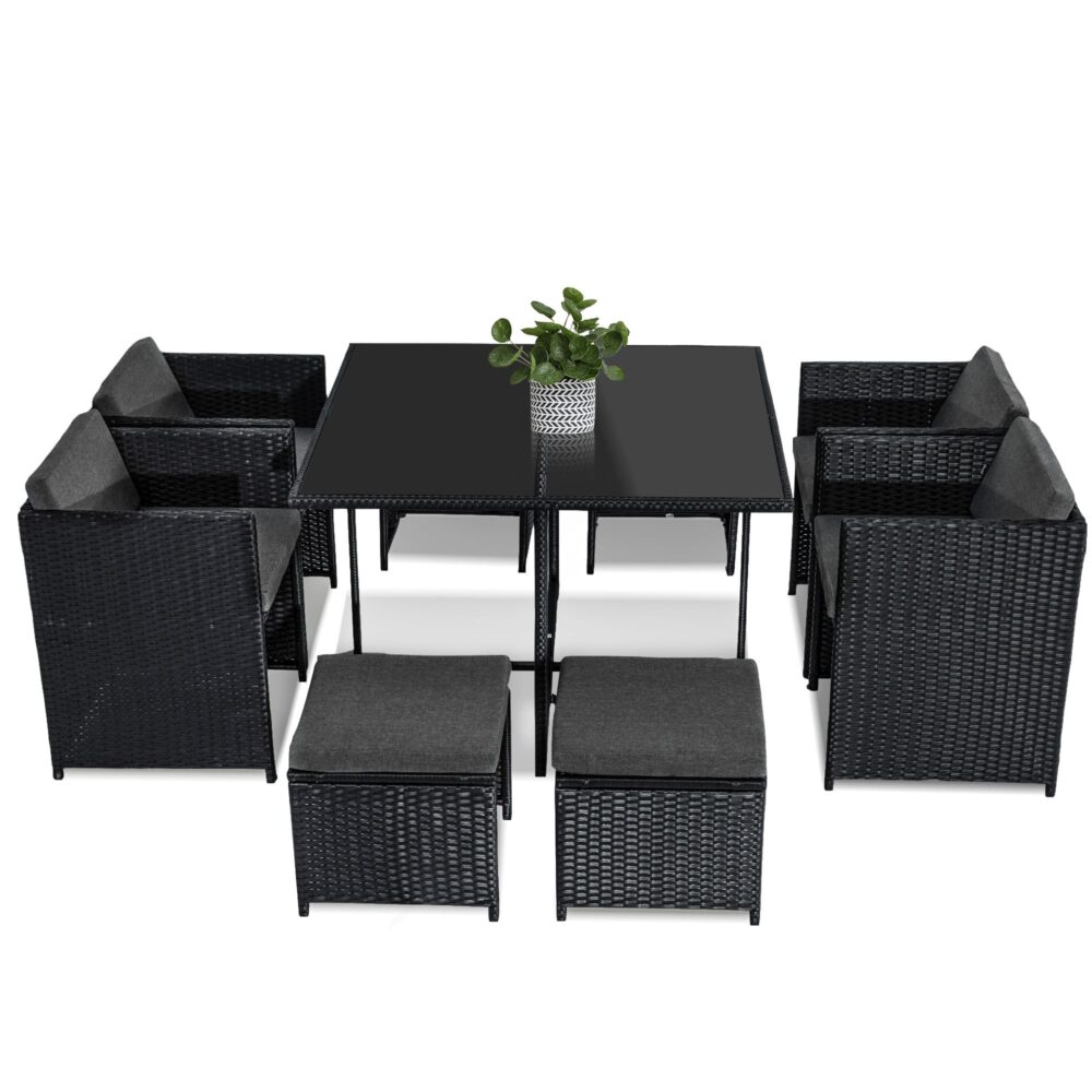 Gambon 9PC Outdoor Dining Set-Black