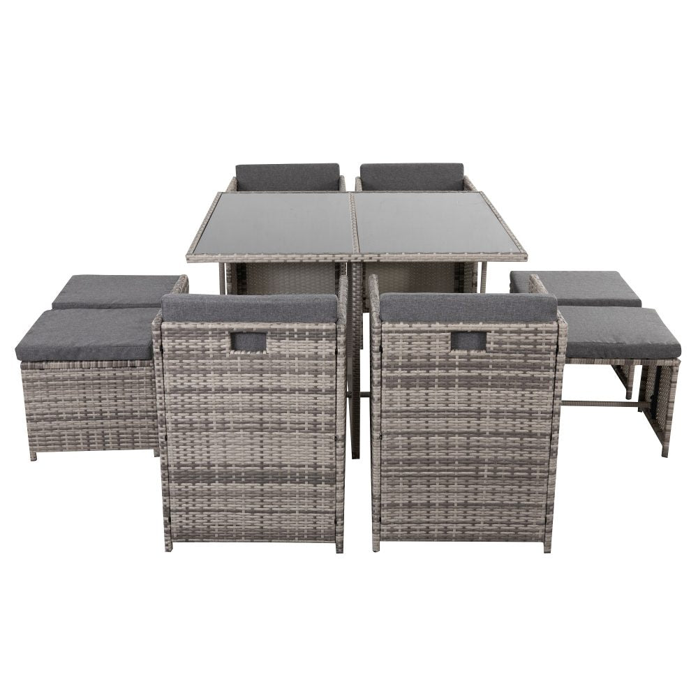 Gambon 9PC Outdoor Dining Set-Grey - Nova Tech