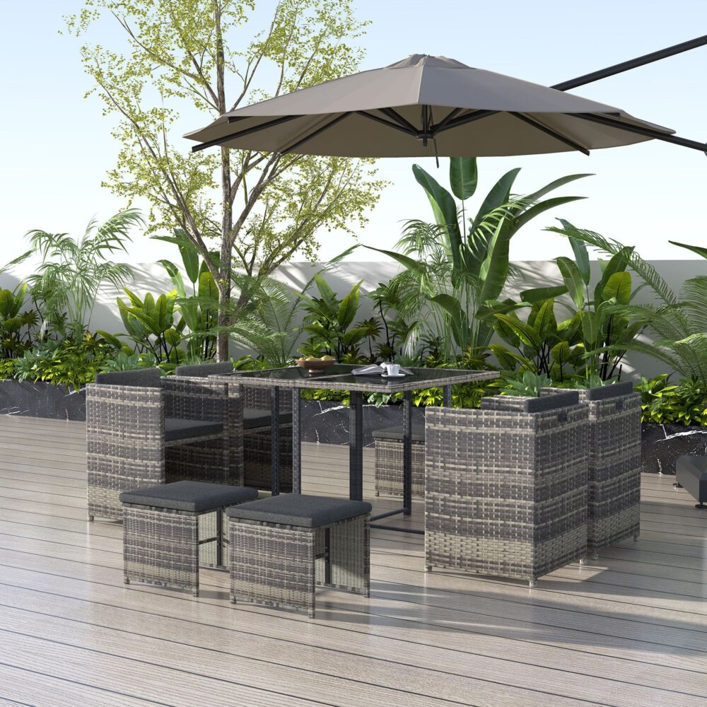 Gambon 9PC Outdoor Dining Set-Grey