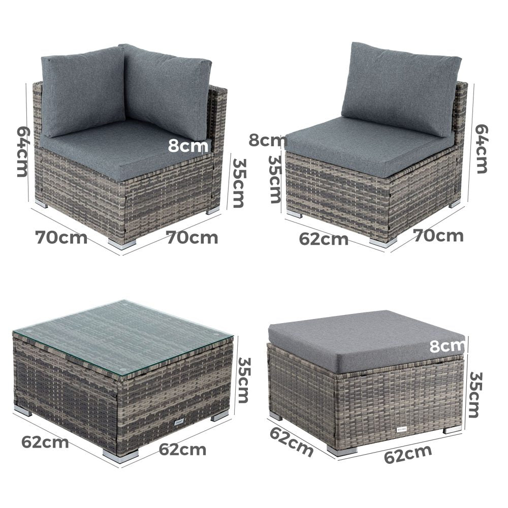 Maldives 6PC Wicker Outdoor Lounge Set With Coffee Table - Nova Tech