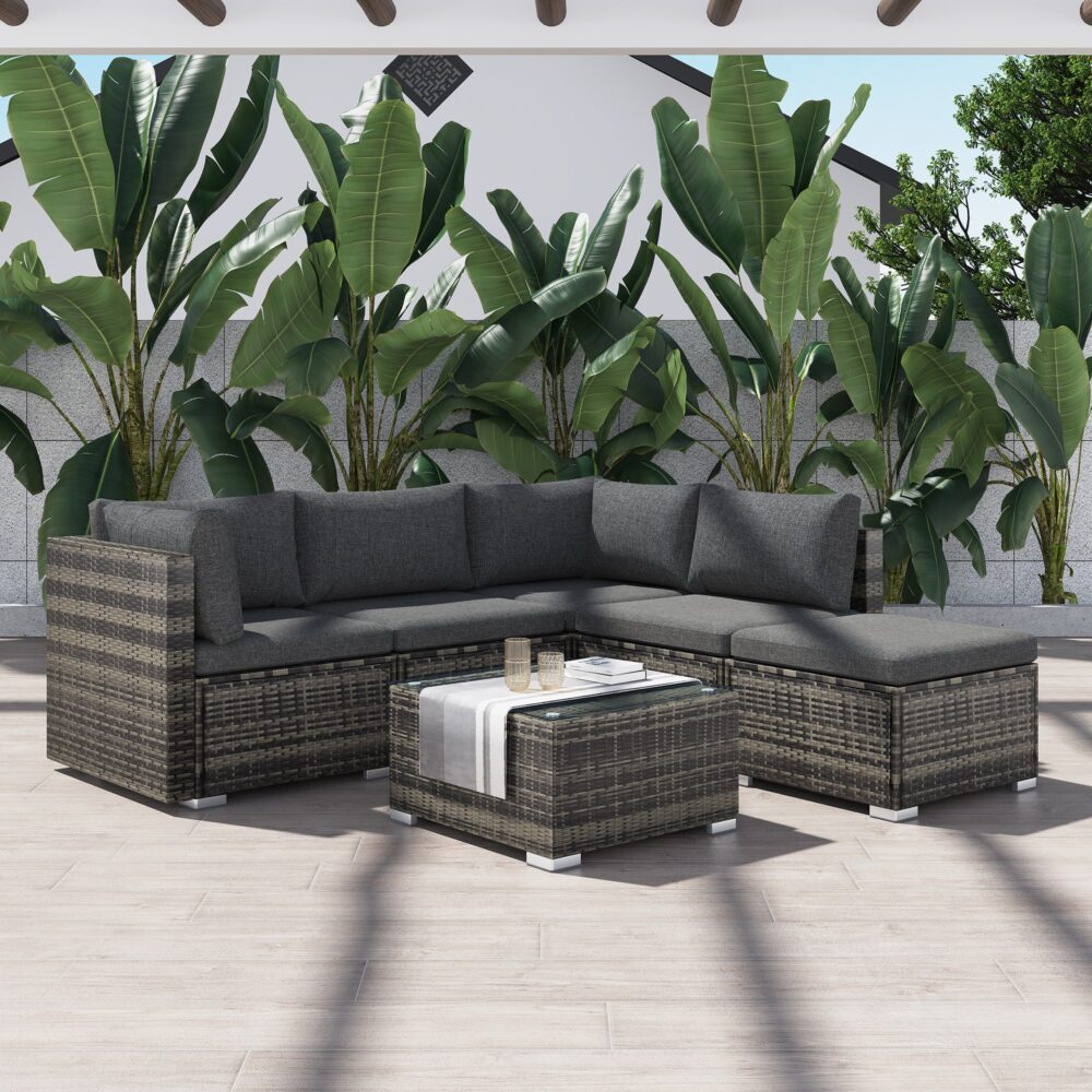 Malawi 6PC Wicker Outdoor Lounge Set With Coffee Table