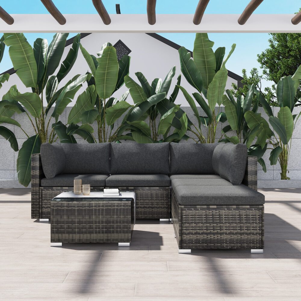 Malawi 6PC Wicker Outdoor Lounge Set With Coffee Table