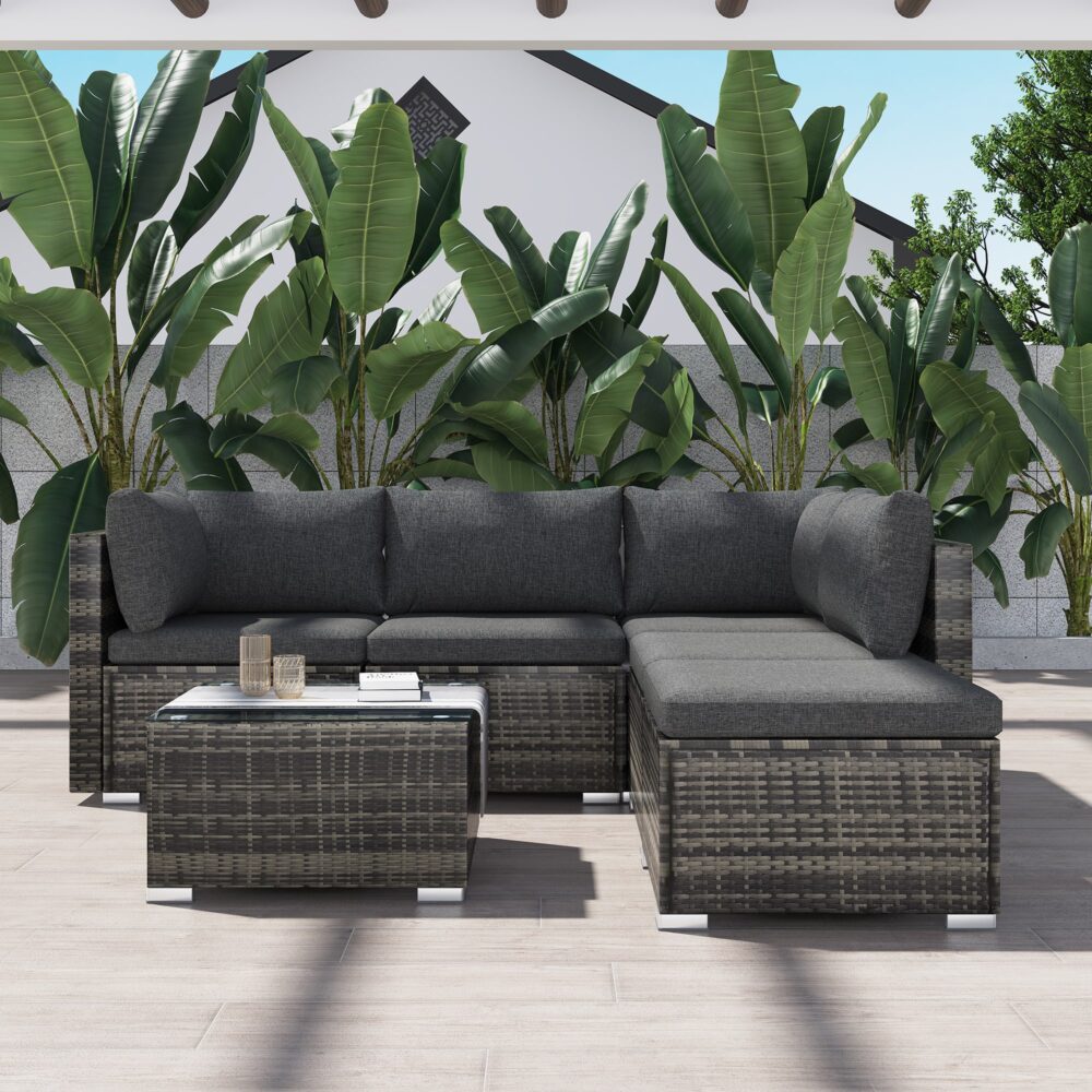Malawi 6PC Wicker Outdoor Lounge Set With Coffee Table - Nova Tech