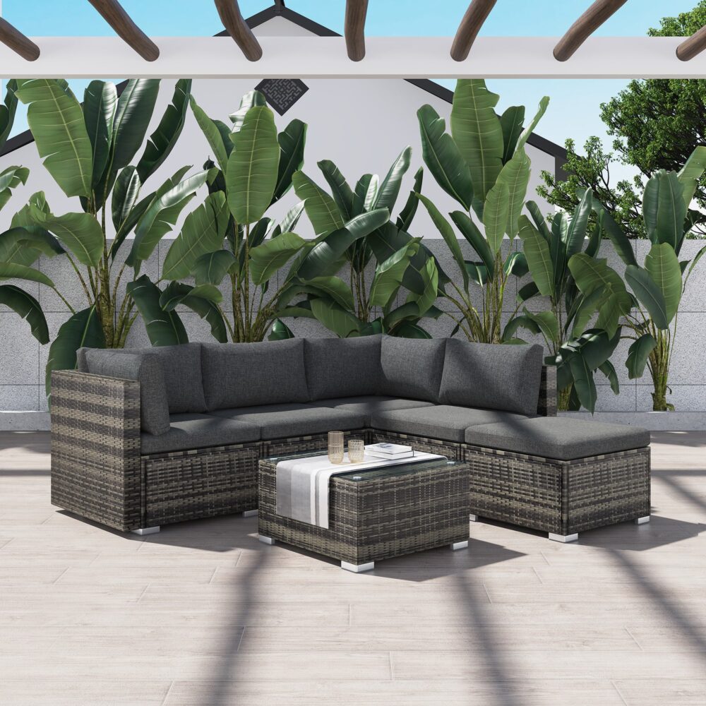 Malawi 6PC Wicker Outdoor Lounge Set With Coffee Table