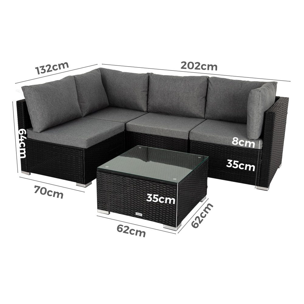 Yemen 5PC Outdoor Lounge Set With Coffee Table - Nova Tech