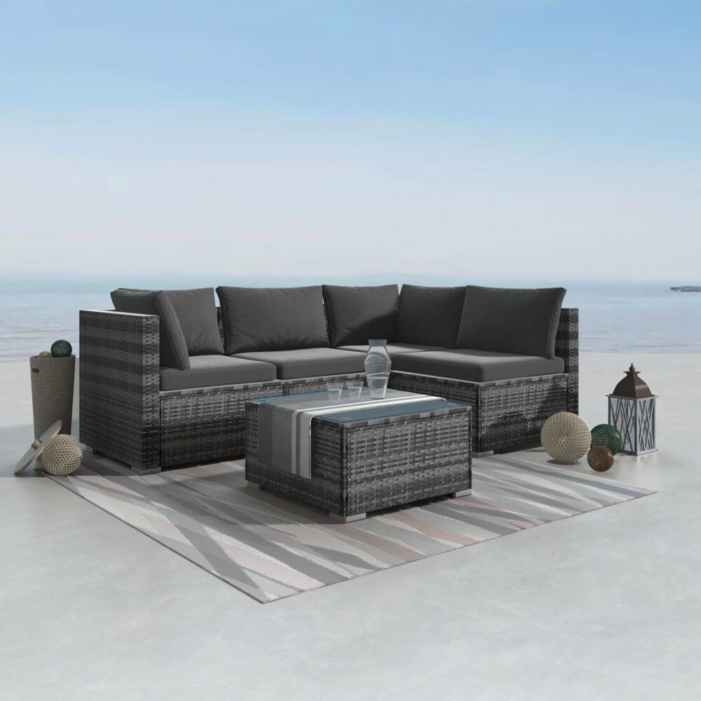 Zambia 5PC Wicker Outdoor Lounge With Coffee Table - Nova Tech