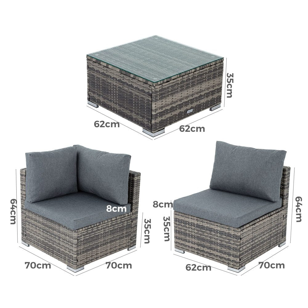 Zambia 5PC Wicker Outdoor Lounge With Coffee Table - Nova Tech