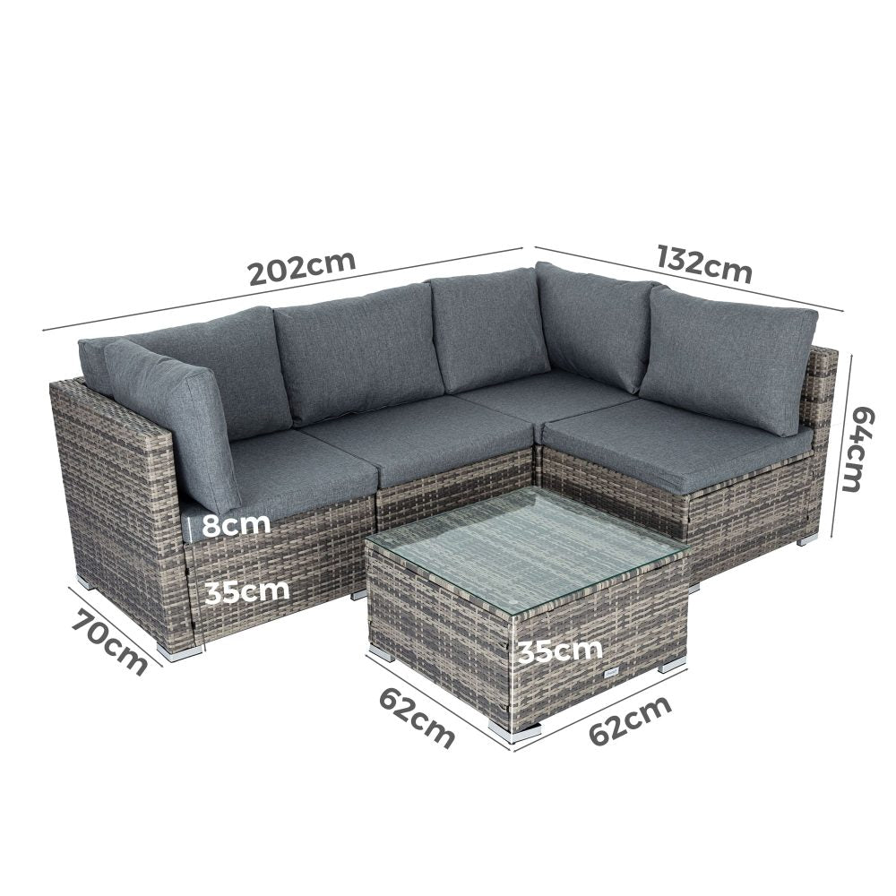 Zambia 5PC Wicker Outdoor Lounge With Coffee Table - Nova Tech