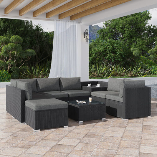 Maldives 9PC Wicker Outdoor Lounge Set With Coffee Table & Side Table - Nova Tech