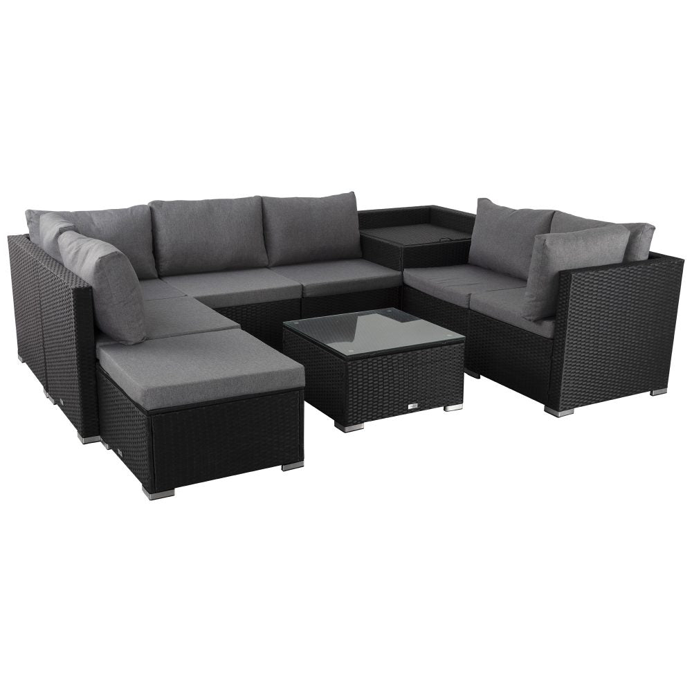 Maldives 9PC Wicker Outdoor Lounge Set With Coffee Table & Side Table