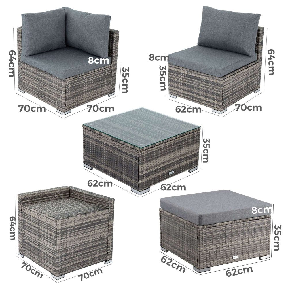 Malawi 9PC Wicker Outdoor Lounge Set With Coffee Table & Side Table