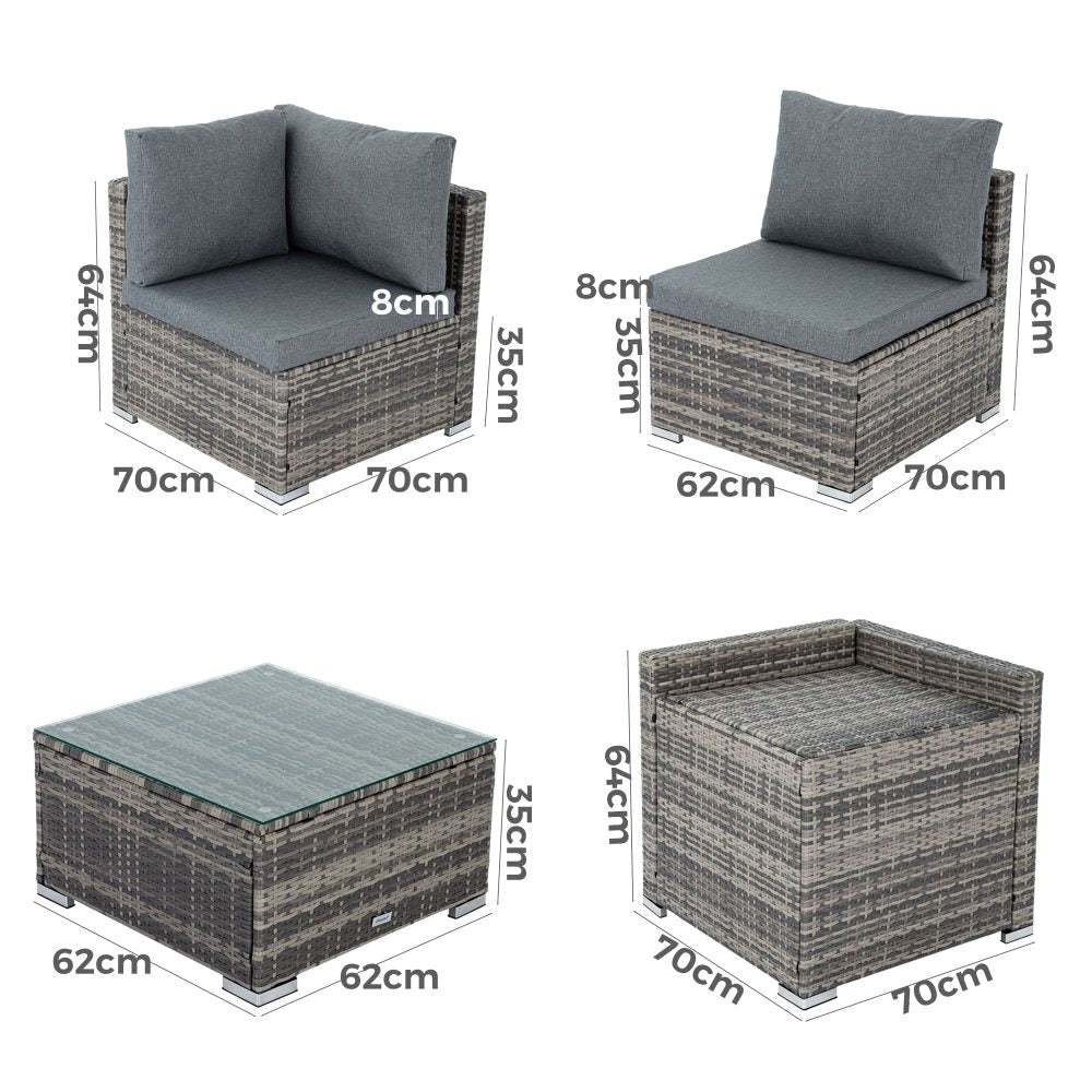 Grenada 8PC Outdoor Lounge With Coffee Table - Nova Tech
