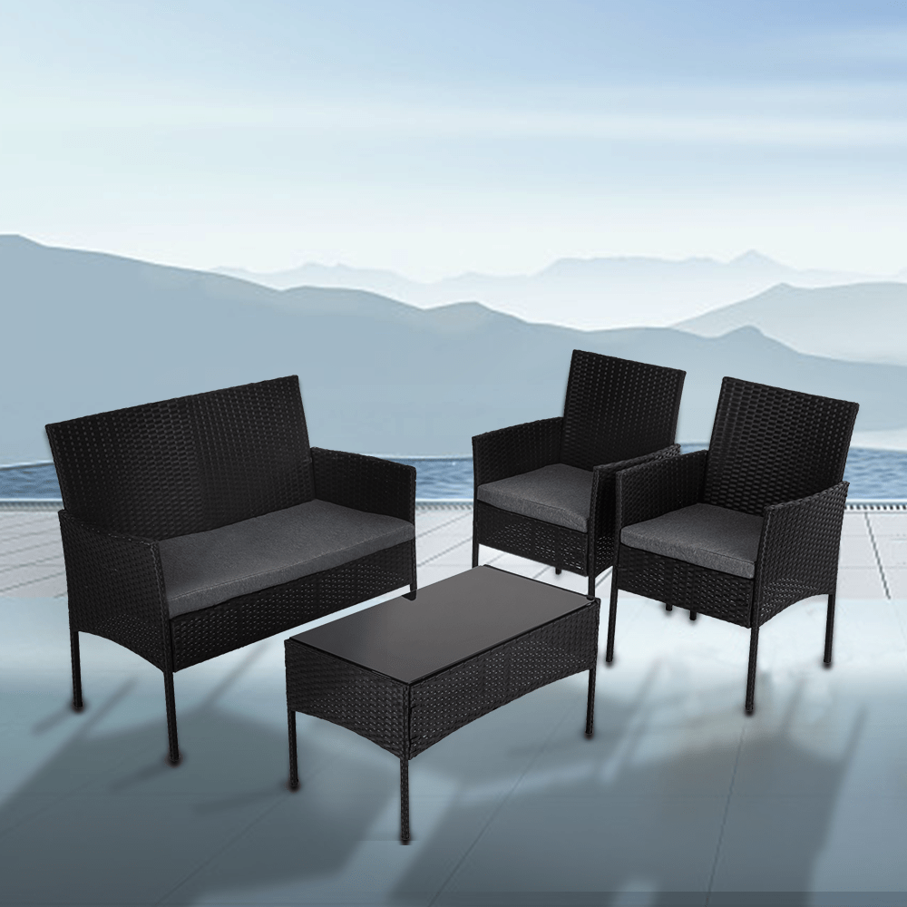 Sweden 4PC Wicker Outdoor Lounge Set With Coffee Table