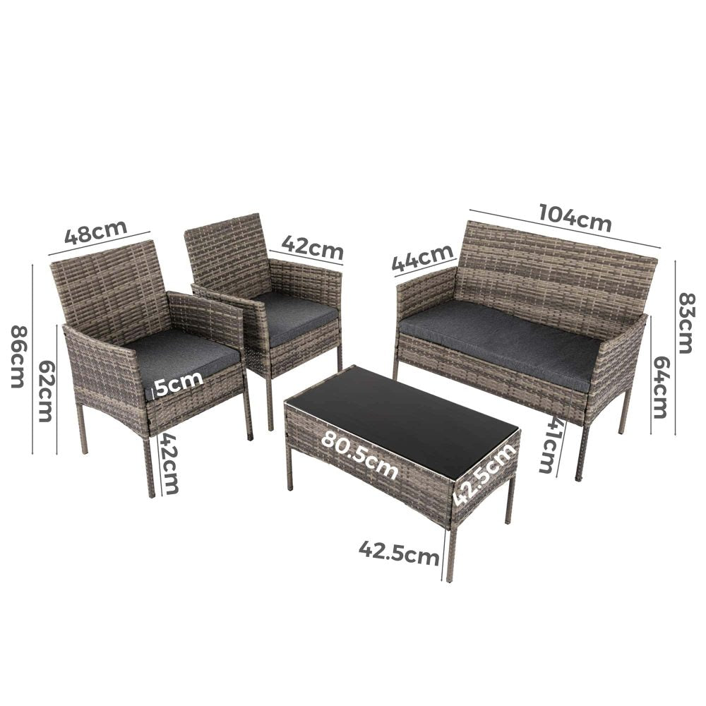 San Marino 4PC Wicker Outdoor Lounge With Coffee Table