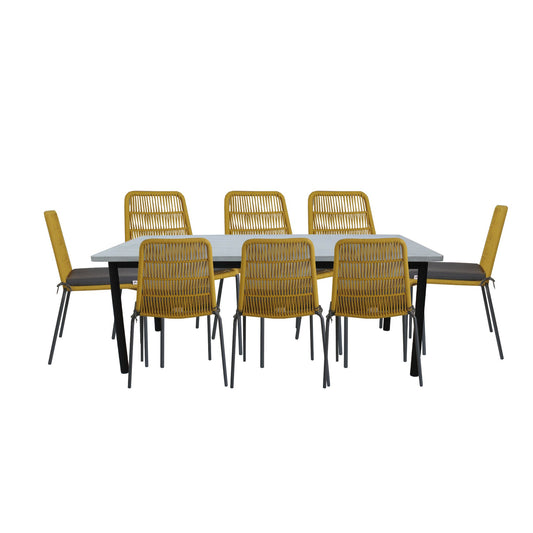 Bolivia 240cm 9PC Outdoor Dining Set With Concrete Table - Nova Tech
